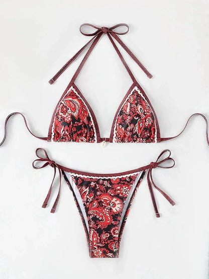 Halter String Triangle Two Piece Bikini Women Swimwear Female Swimsuit Bathers Bathing Swimming Suit Beachwear Summer - A-1 Thread Vault