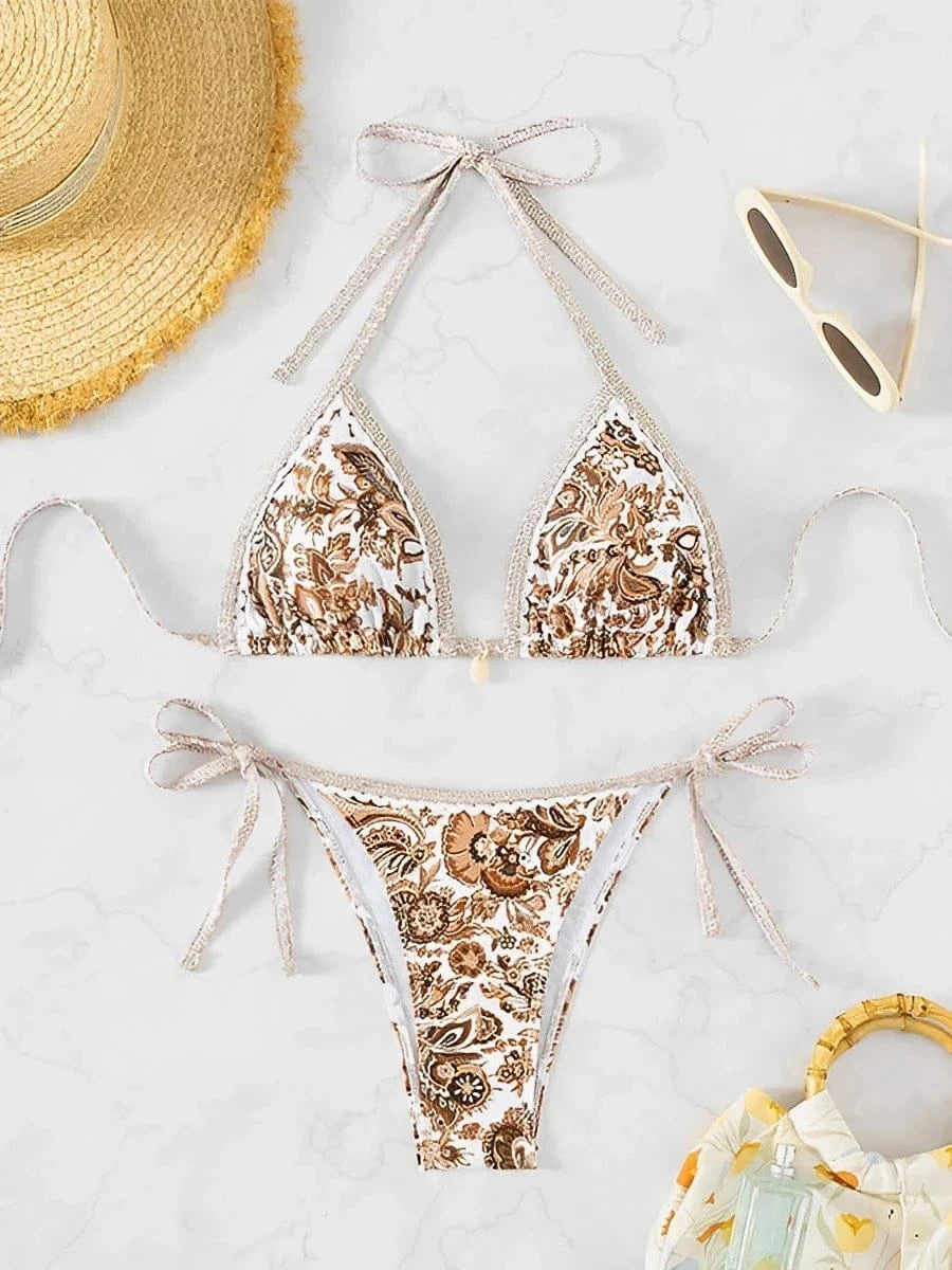 Halter String Triangle Two Piece Bikini Women Swimwear Female Swimsuit Bathers Bathing Swimming Suit Beachwear Summer - A-1 Thread Vault