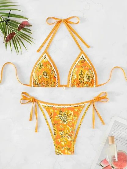 Halter String Triangle Two Piece Bikini Women Swimwear Female Swimsuit Bathers Bathing Swimming Suit Beachwear Summer - A-1 Thread Vault