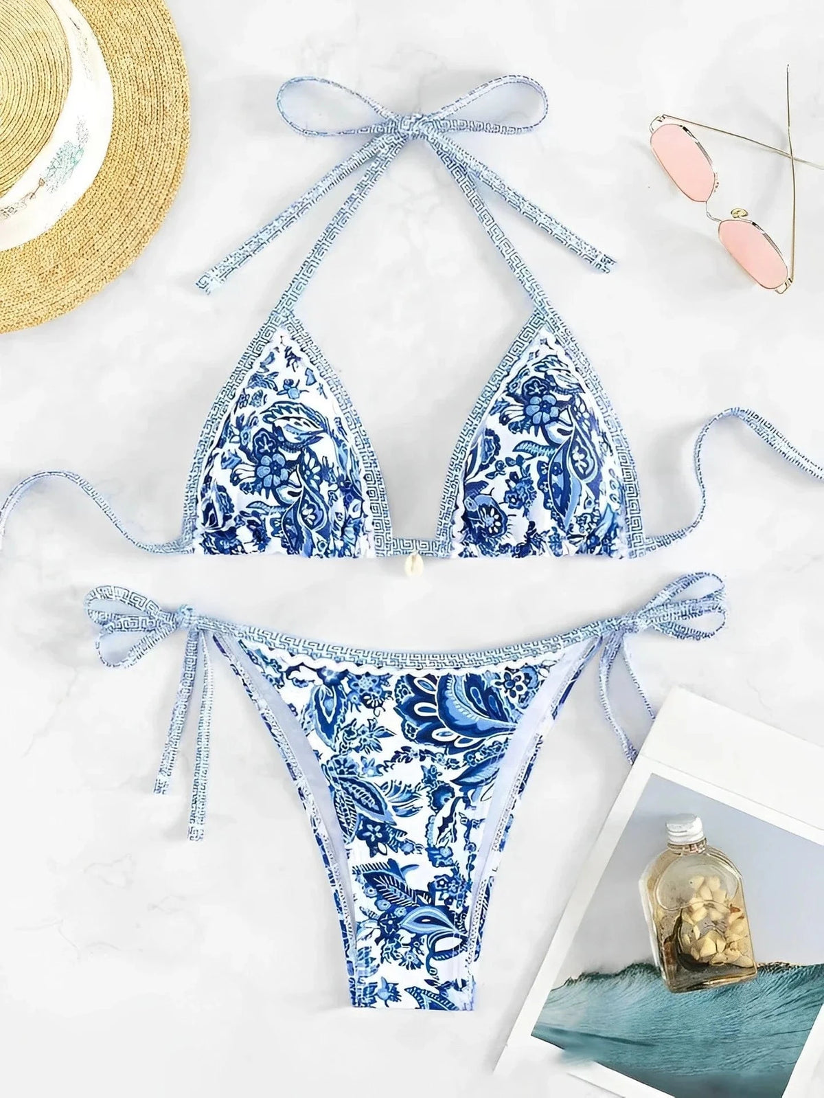 Halter String Triangle Two Piece Bikini Women Swimwear Female Swimsuit Bathers Bathing Swimming Suit Beachwear Summer - A-1 Thread Vault