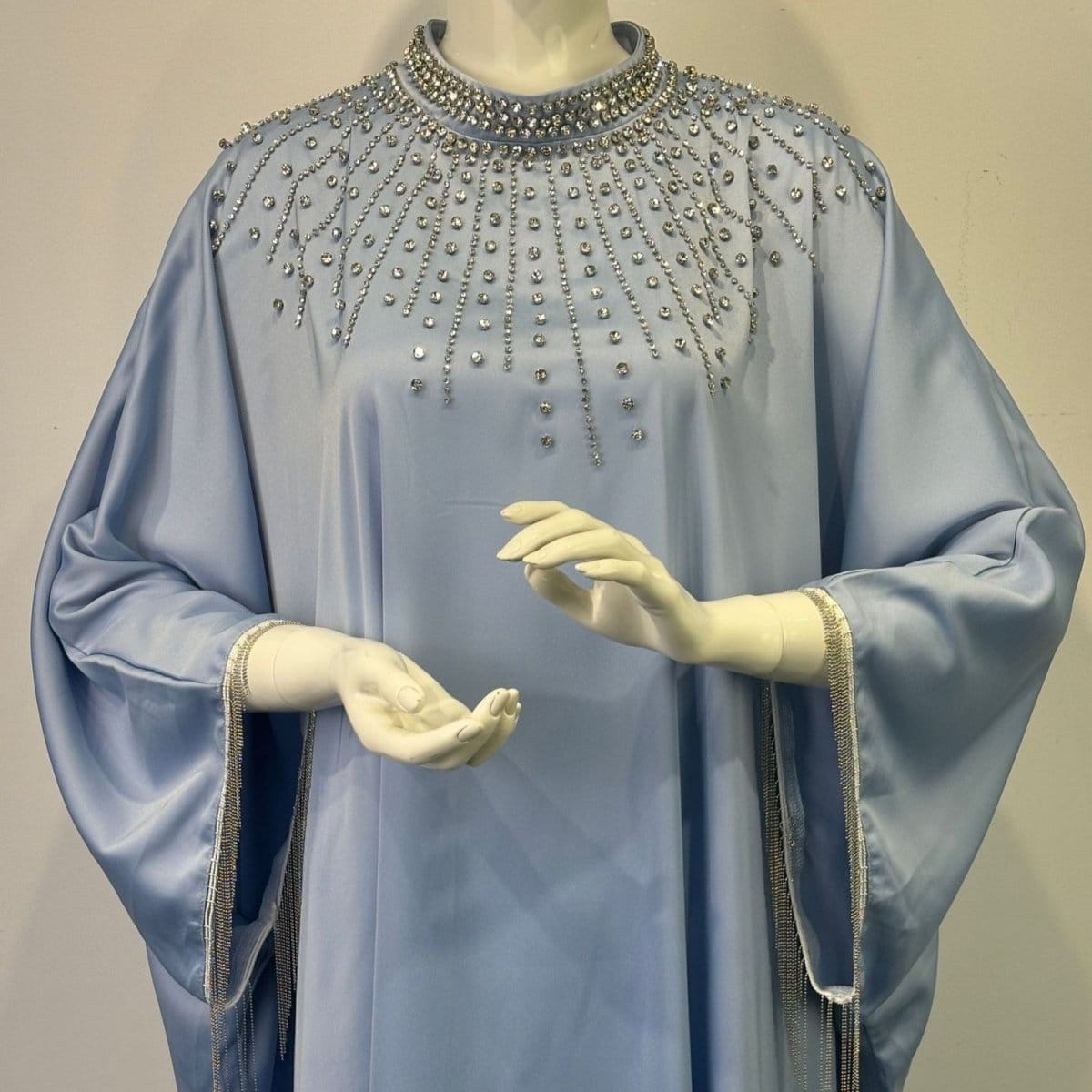 Hand-Beaded Crystal Bodice Satin Kaftan (MA420) - A-1 Thread Vault