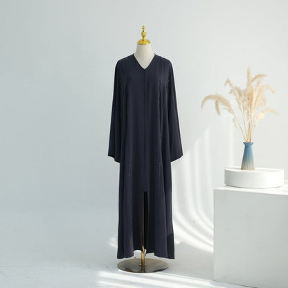 Hand-Beaded Linen Open Abaya(MOA320) - A-1 Thread Vault