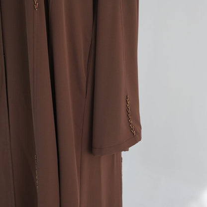 Hand-Beaded Linen Open Abaya(MOA320) - A-1 Thread Vault