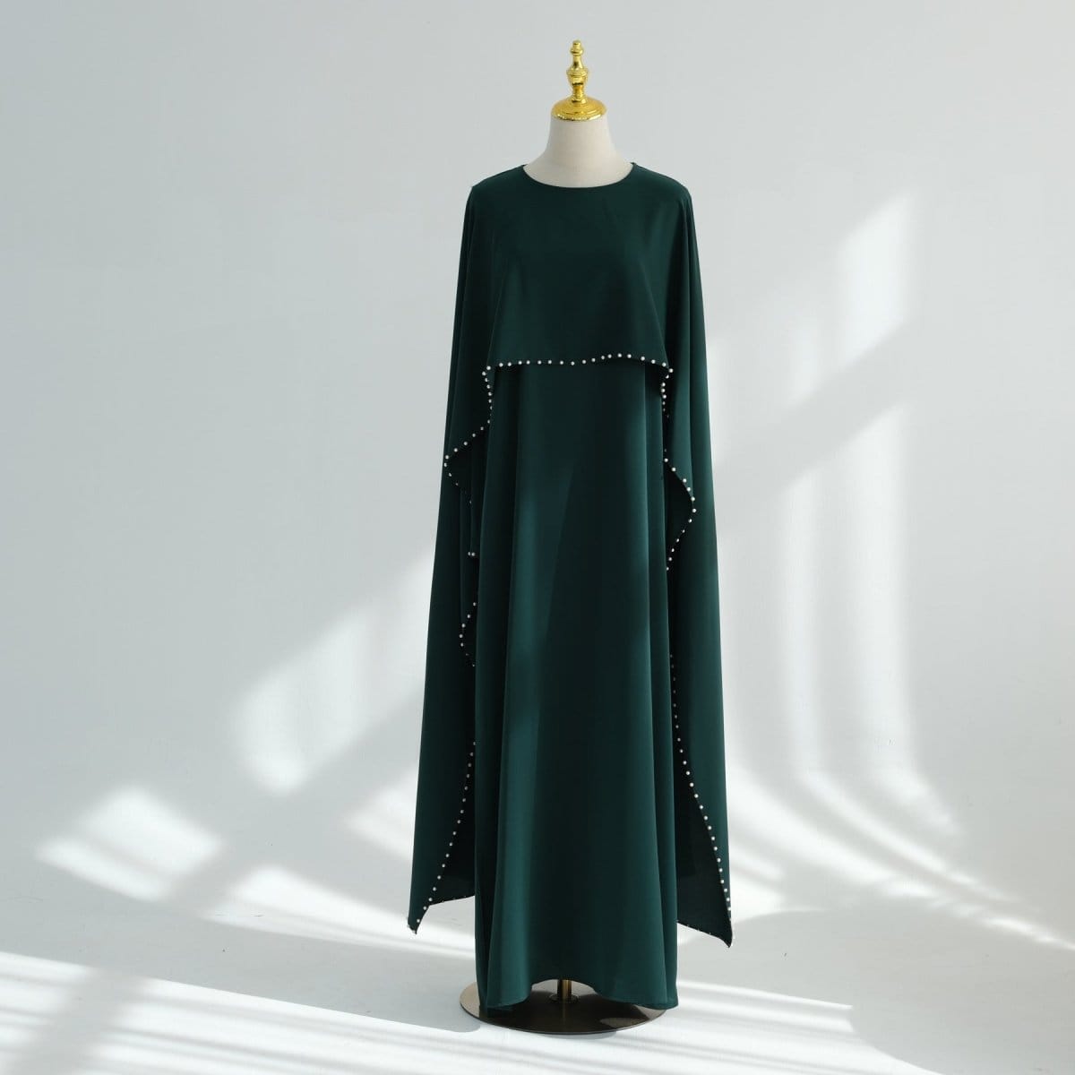 Hand-Beaded Pearl Cape Sleeve Nida Maxi Dress(MS439) - A-1 Thread Vault