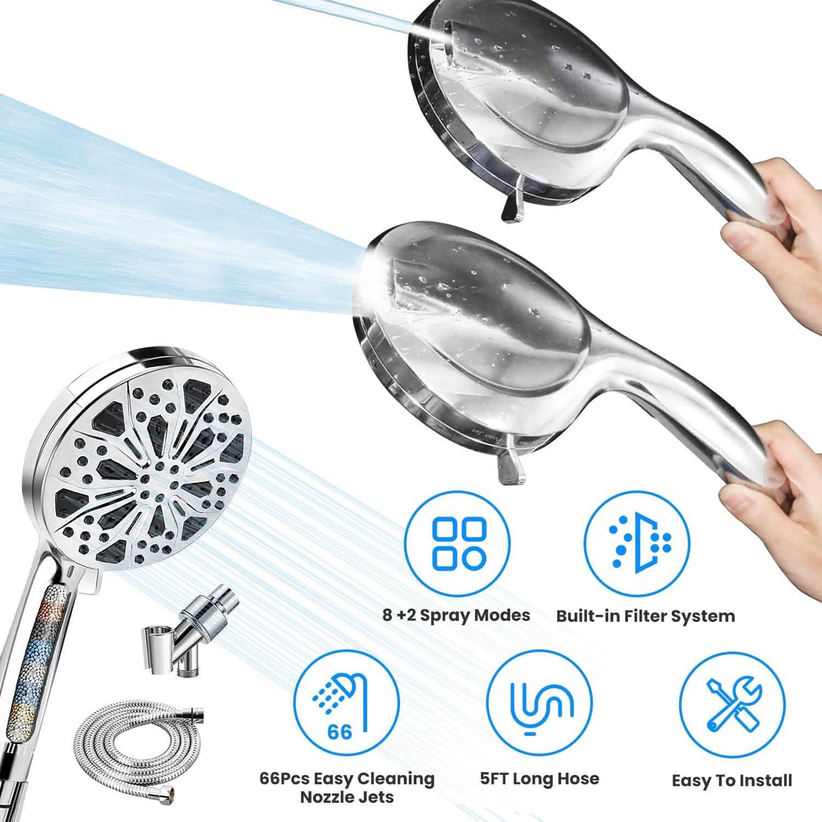 Handheld Filtered High Pressure Shower Head - A-1 Thread Vault