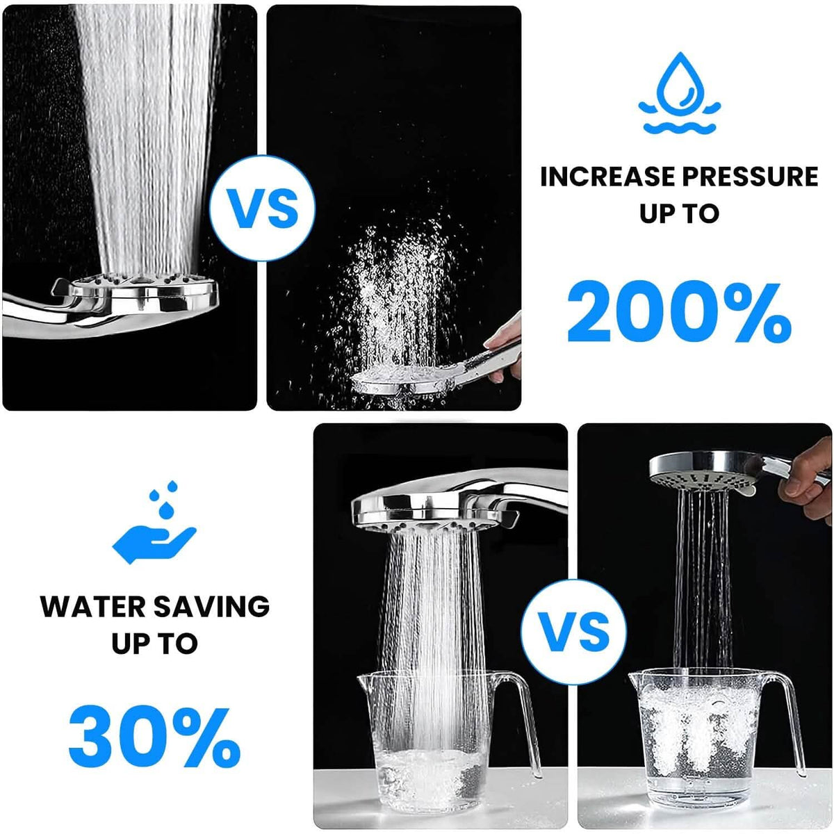 Handheld Filtered High Pressure Shower Head - A-1 Thread Vault