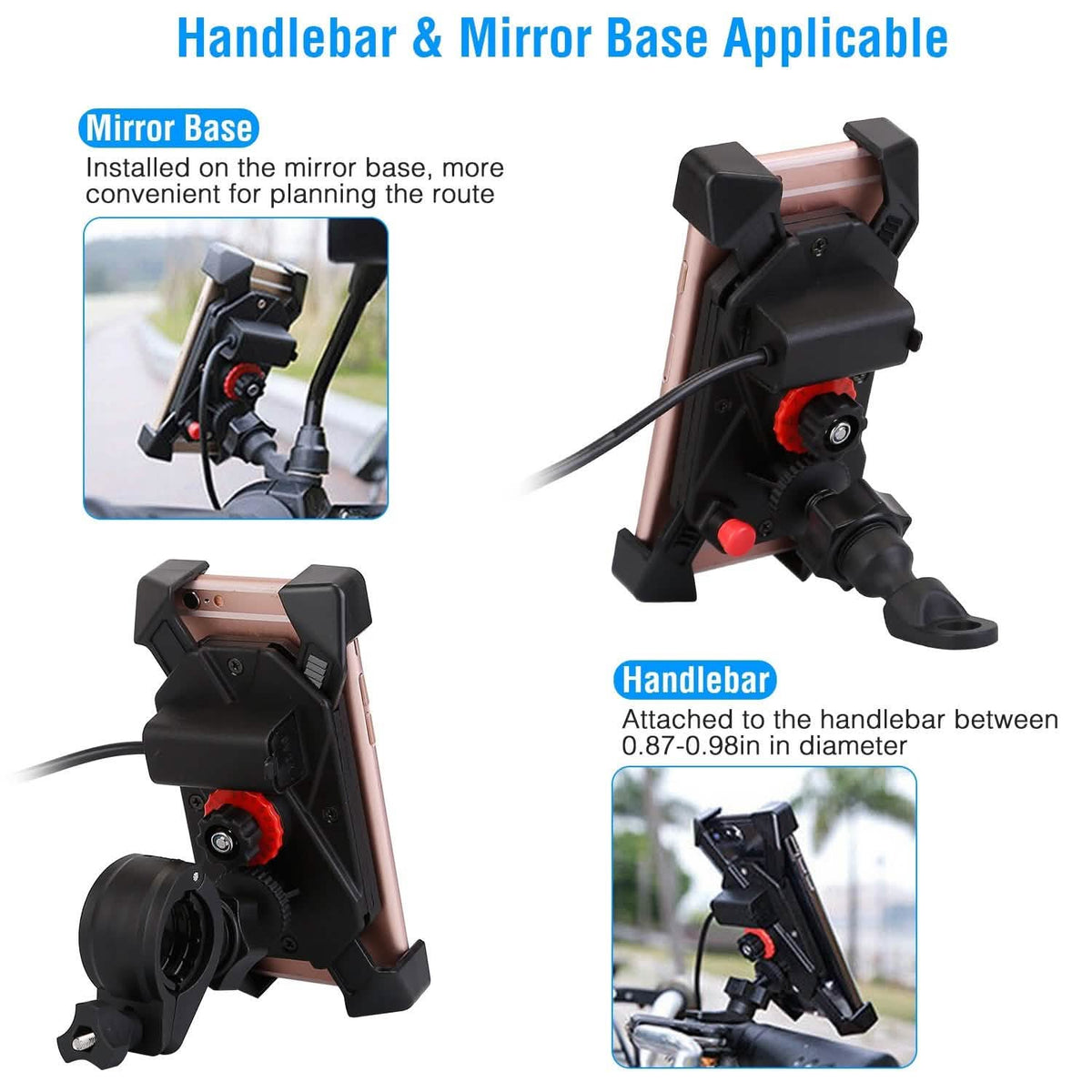 Handlebar Mirror Mobile Phone Holder - A-1 Thread Vault