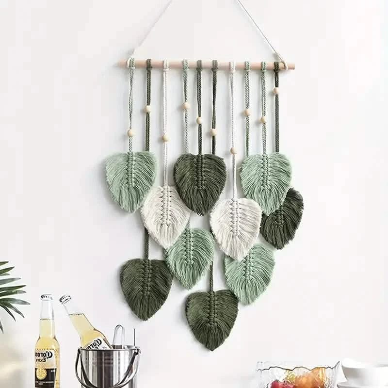 Handwoven Cotton Rope Leaf Tapestry - A-1 Thread Vault