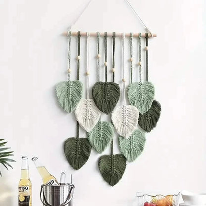 Handwoven Cotton Rope Leaf Tapestry - A-1 Thread Vault