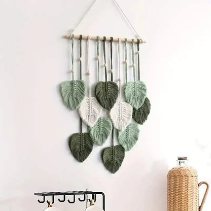 Handwoven Cotton Rope Leaf Tapestry - A-1 Thread Vault