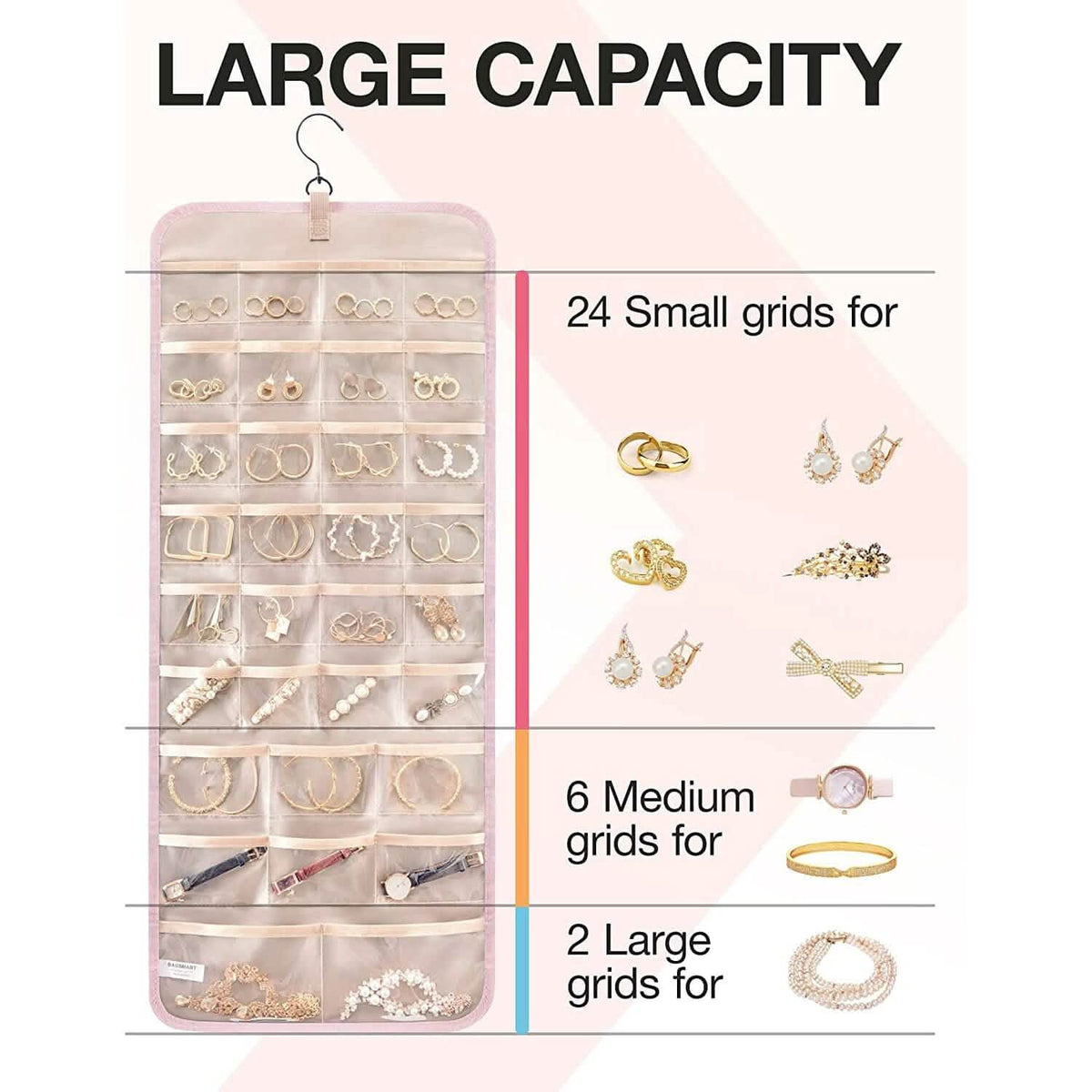 Hanging Jewelry Organizer Storage Roll - A-1 Thread Vault