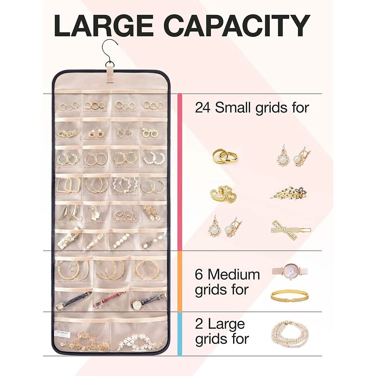 Hanging Jewelry Organizer Storage Roll - A-1 Thread Vault