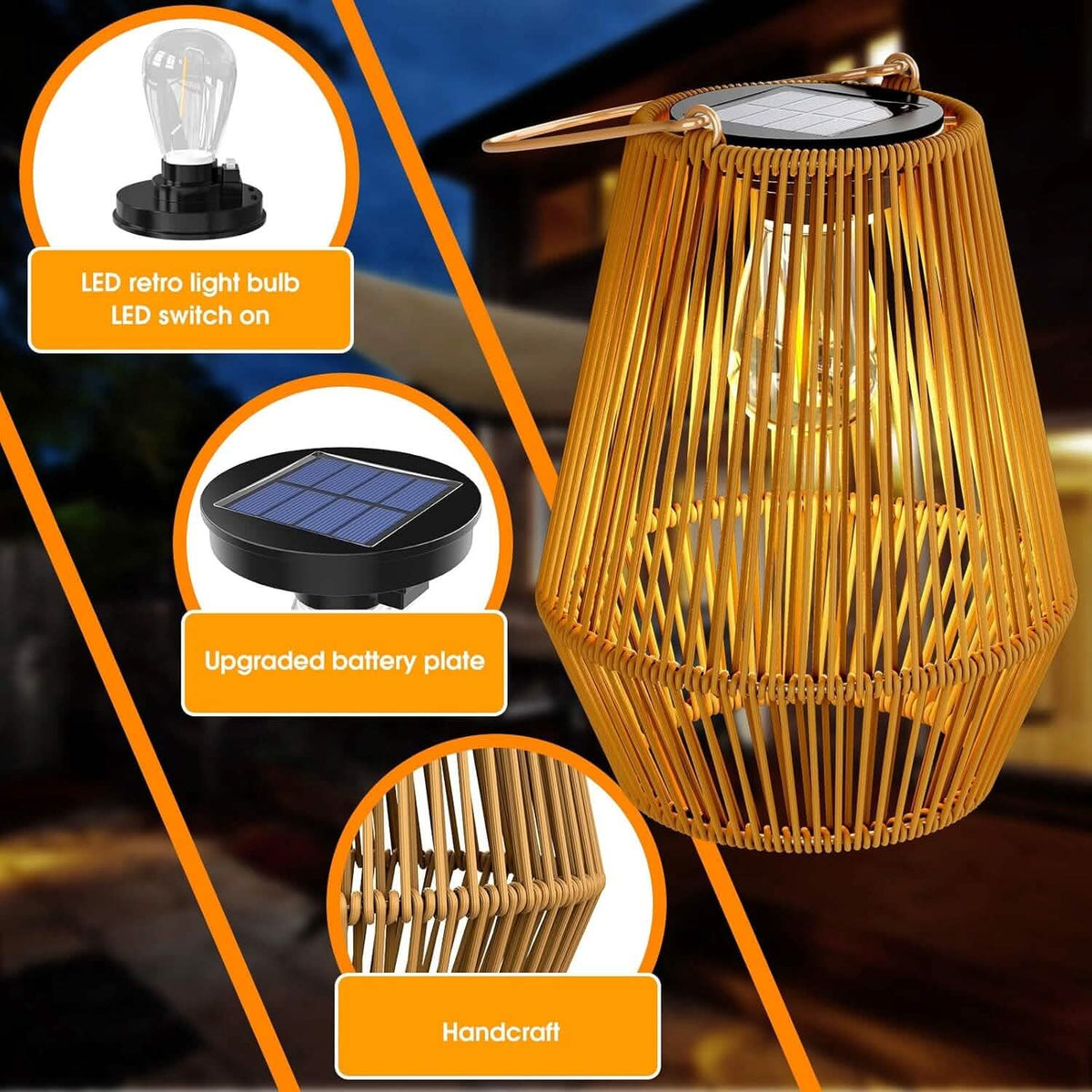 Hanging Solar Woven Lantern Solar Lamp Lights Decoration - A-1 Thread Vault
