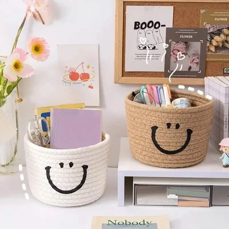 Happy Face Woven Storage Basket - A-1 Thread Vault