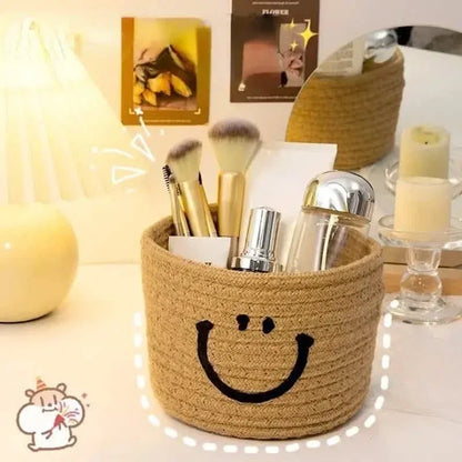 Happy Face Woven Storage Basket - A-1 Thread Vault