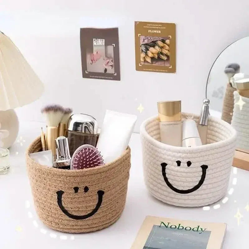 Happy Face Woven Storage Basket - A-1 Thread Vault