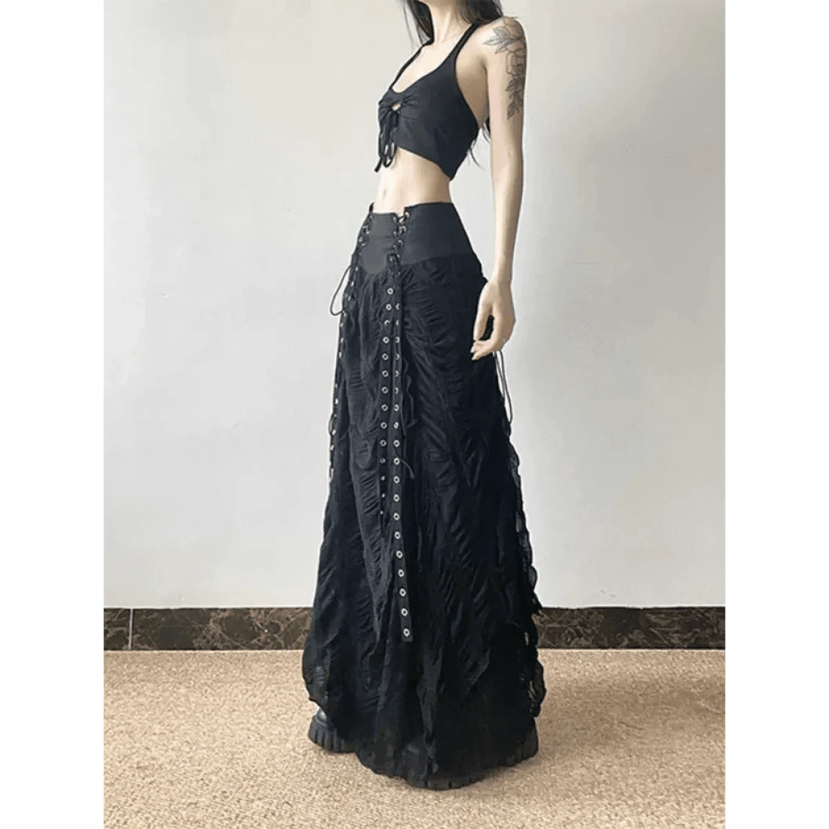 Harajuku Lace Bow A-Line Skirt - A-1 Thread Vault