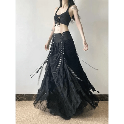 Harajuku Lace Bow A-Line Skirt - A-1 Thread Vault