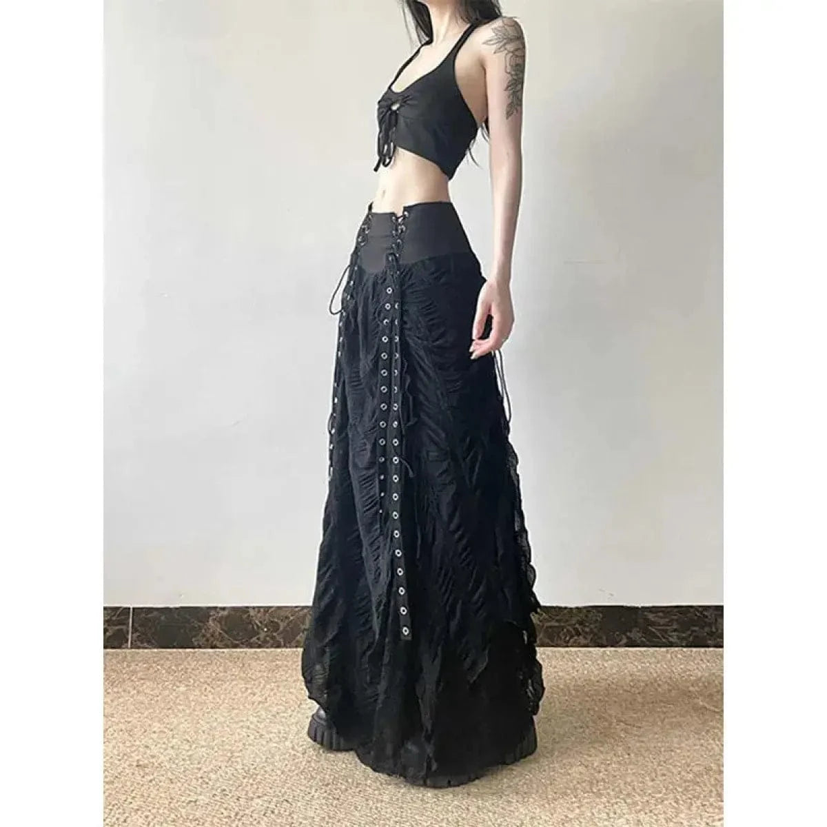 Harajuku Lace Bow A-Line Skirt - A-1 Thread Vault