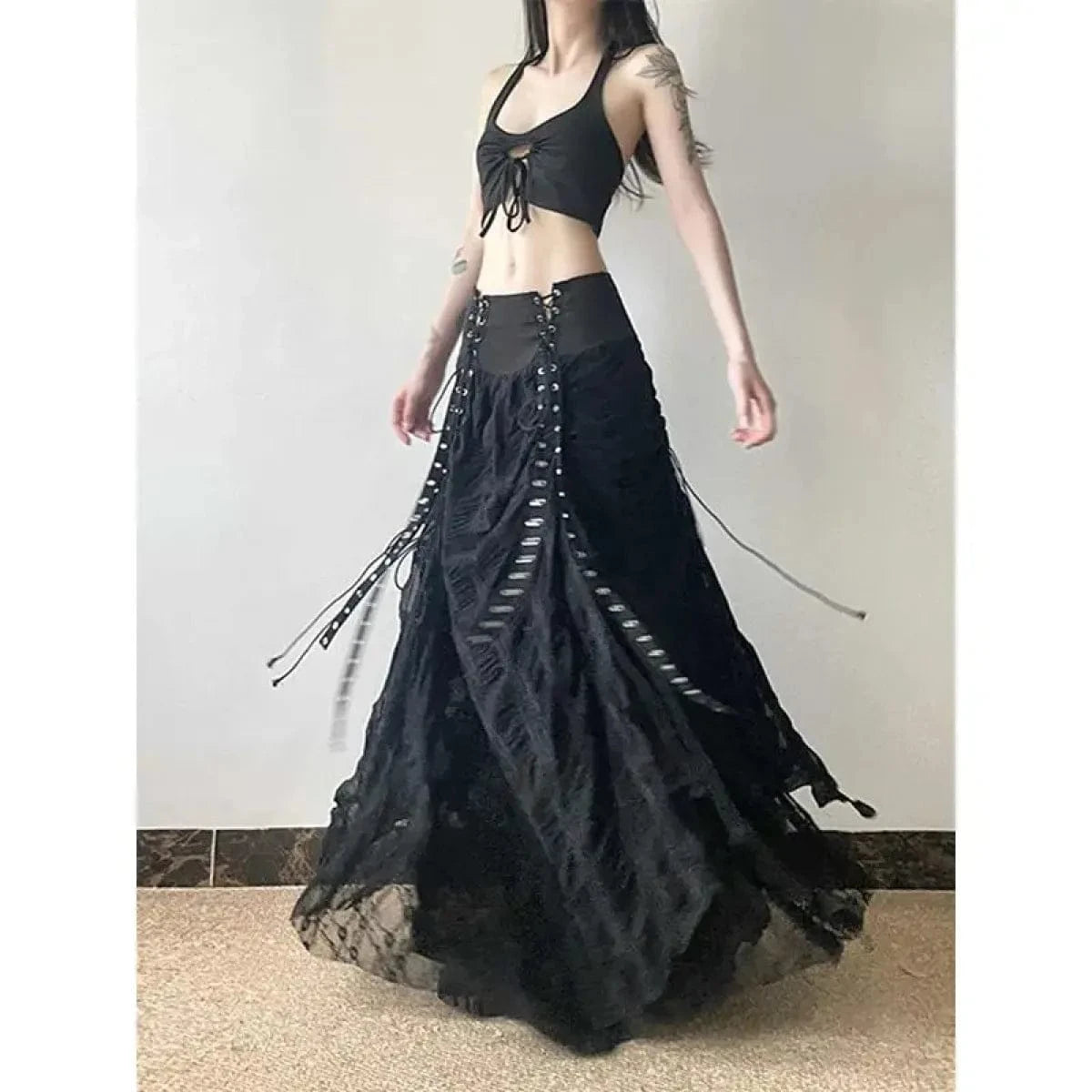 Harajuku Lace Bow A-Line Skirt - A-1 Thread Vault
