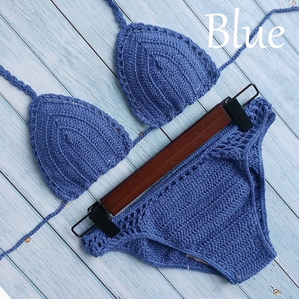 Have Lining Chest Pad Micro Bikini Set Women Crochet Sexy Swimsuit Solid Bikini Backless Swimwear Low Waist Bathing Suit Female - A-1 Thread Vault