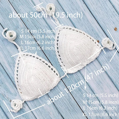 Have Lining Chest Pad Micro Bikini Set Women Crochet Sexy Swimsuit Solid Bikini Backless Swimwear Low Waist Bathing Suit Female - A-1 Thread Vault