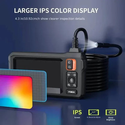 HD 1080P Borescope with 4.3" LCD Screen - Waterproof, Rechargeable Endoscope Camera - A-1 Thread Vault