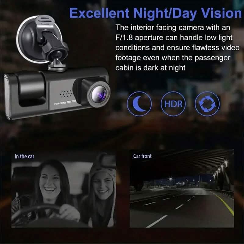 HD 1080P Car Dual Camera with IR Night Vision Loop Recording 2" IPS Screen - A-1 Thread Vault