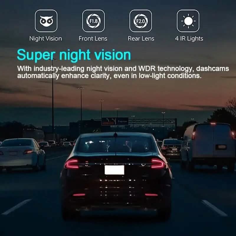 HD 1080P Car Dual Camera with IR Night Vision Loop Recording 2" IPS Screen - A-1 Thread Vault