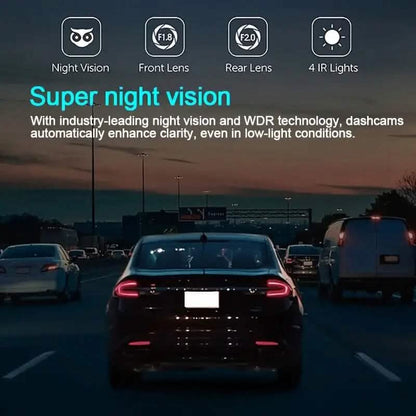HD 1080P Car Dual Camera with IR Night Vision Loop Recording 2" IPS Screen - A-1 Thread Vault