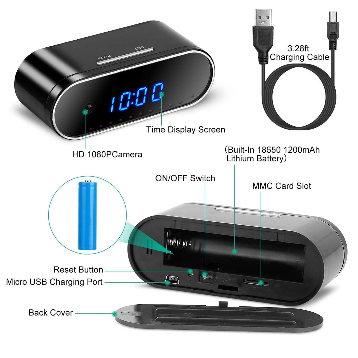 HD 1080P Wi-Fi Alarm Clock Camera - A-1 Thread Vault
