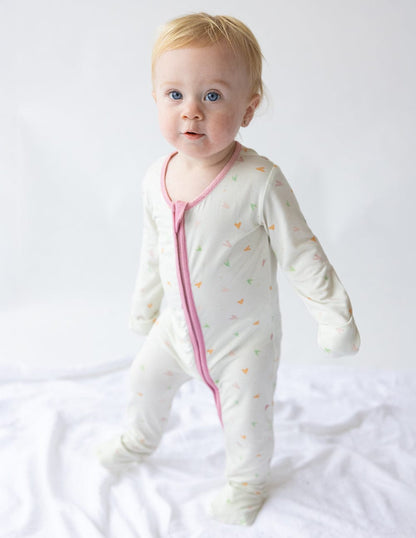 Heart Bamboo Convertible Footed Onesie - A-1 Thread Vault