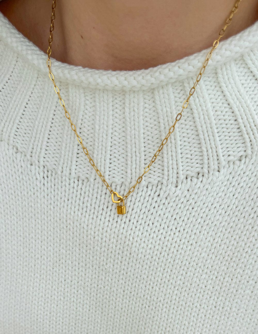 Heart Lock Paperclip Chain Necklace - A-1 Thread Vault