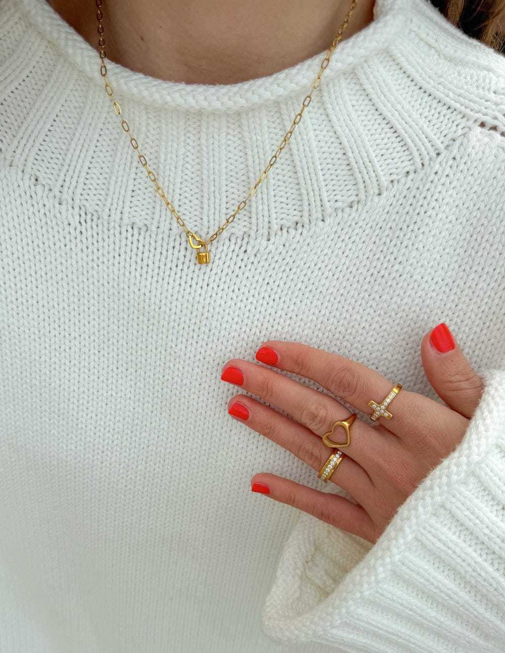 Heart Lock Paperclip Chain Necklace - A-1 Thread Vault
