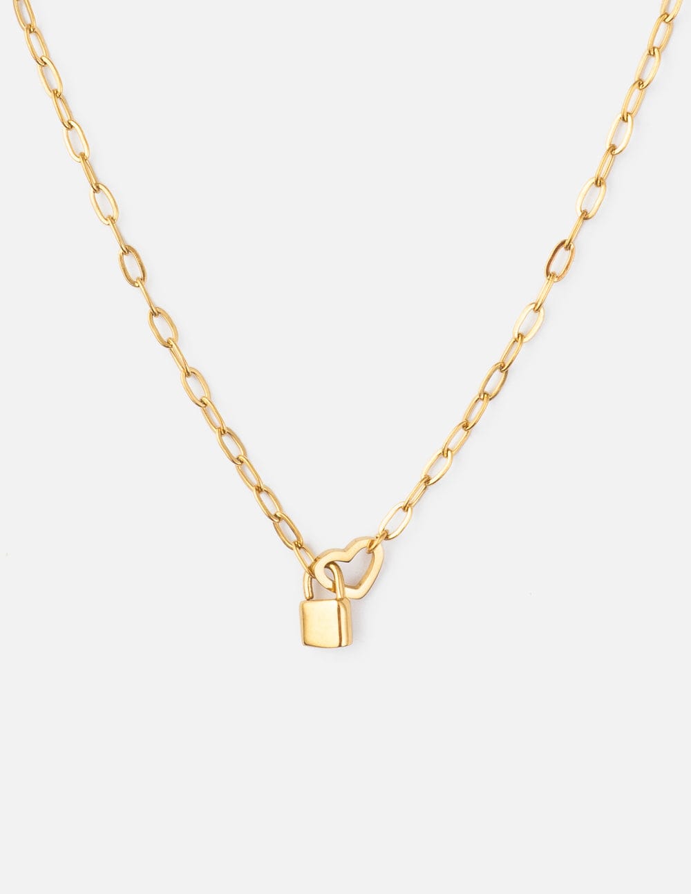 Heart Lock Paperclip Chain Necklace - A-1 Thread Vault