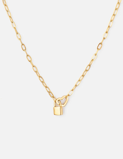 Heart Lock Paperclip Chain Necklace - A-1 Thread Vault