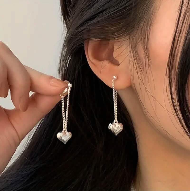 Heart-Shaped Dangle Earrings - A-1 Thread Vault