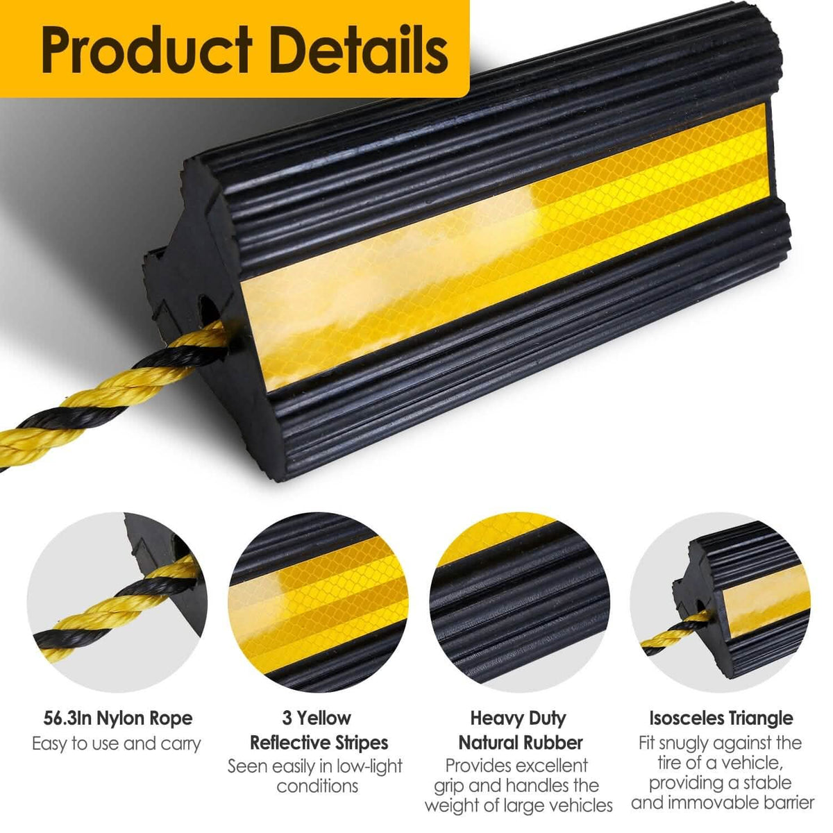 Heavy Duty Rubber Wheel Chocks - A-1 Thread Vault