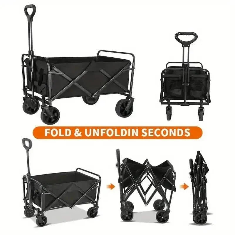 Heavy Duty Utility Portable Foldable Outdoor Beach Garden Wagon Cart with 360° All Terrain Wheels - A-1 Thread Vault