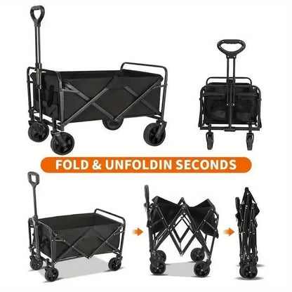 Heavy Duty Utility Portable Foldable Outdoor Beach Garden Wagon Cart with 360° All Terrain Wheels - A-1 Thread Vault