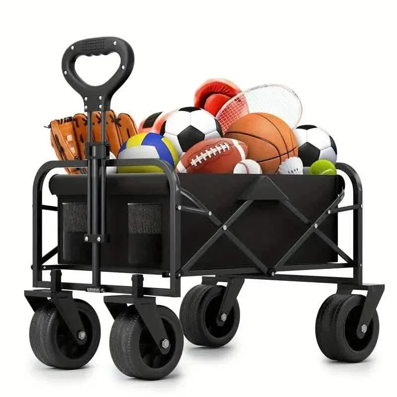 Heavy Duty Utility Portable Foldable Outdoor Beach Garden Wagon Cart with 360° All Terrain Wheels - A-1 Thread Vault