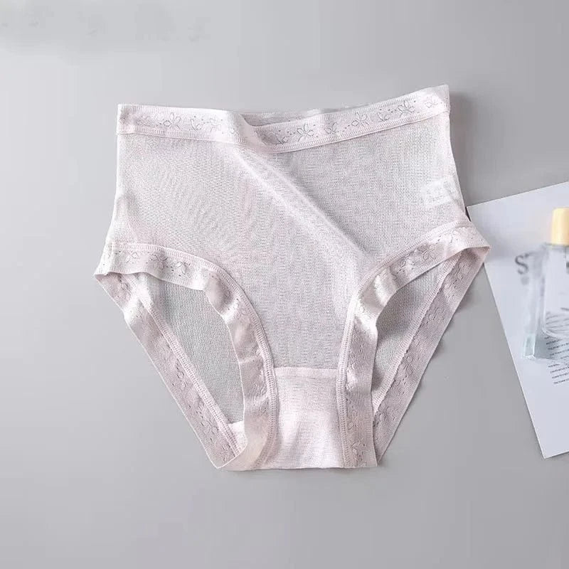 High-grade 100% mesh silk women's briefs Summer Autumn Double bottom breathable, mulberry silk underwear - A-1 Thread Vault