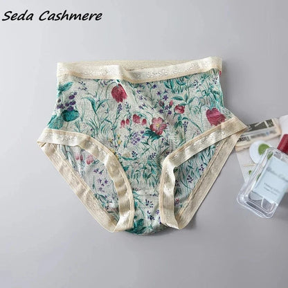 High-grade 100% mesh silk women's briefs Summer Autumn Double bottom breathable, mulberry silk underwear - A-1 Thread Vault