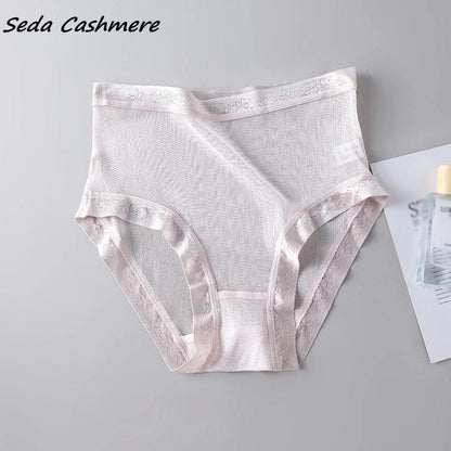 High-grade 100% mesh silk women's briefs Summer Autumn Double bottom breathable, mulberry silk underwear - A-1 Thread Vault