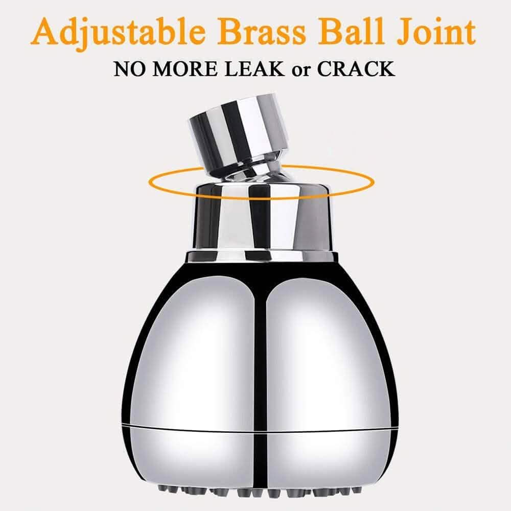 High Pressure Shower Head 3" Anti-clog Anti-leak Fixed with Adjustable Swivel Brass Ball Joint - A-1 Thread Vault