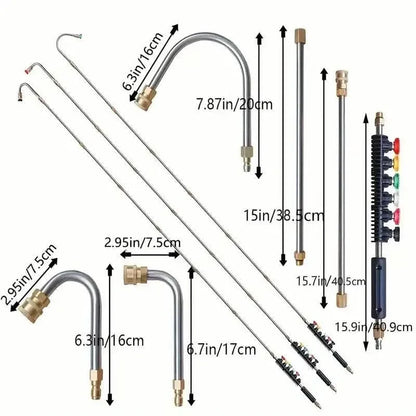 High Pressure Washer Extension Wand, 1/4" Quick Connect Power Washer Lance With 6 Nozzle Tips - A-1 Thread Vault