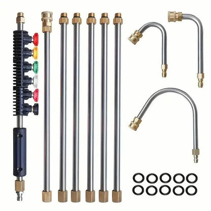 High Pressure Washer Extension Wand, 1/4" Quick Connect Power Washer Lance With 6 Nozzle Tips - A-1 Thread Vault