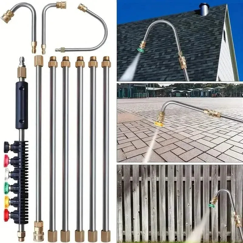 High Pressure Washer Extension Wand, 1/4" Quick Connect Power Washer Lance With 6 Nozzle Tips - A-1 Thread Vault