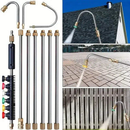 High Pressure Washer Extension Wand, 1/4" Quick Connect Power Washer Lance With 6 Nozzle Tips - A-1 Thread Vault