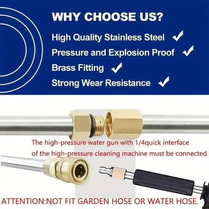 High Pressure Washer Extension Wand, 1/4" Quick Connect Power Washer Lance With 6 Nozzle Tips - A-1 Thread Vault